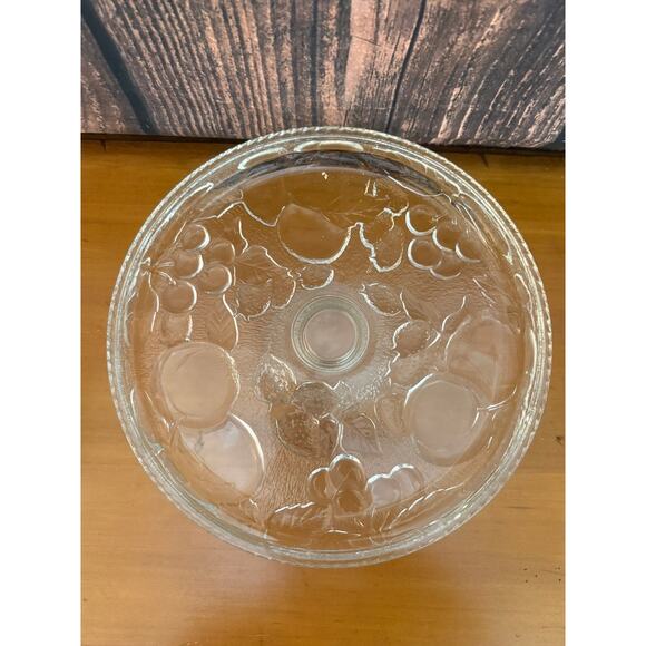 Fruit Embossed Cakeplate & Dome Set Clear Elegant Design 12" - Picture 5 of 7